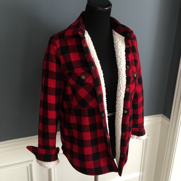 Forever 21 Sherpa-lined flannel jacket Sz Small - Picture 2 of 5